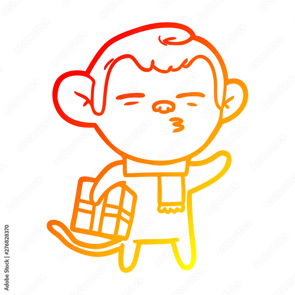 warm gradient line drawing cartoon suspicious monkey warm gradient line drawing cartoon suspicious monkey