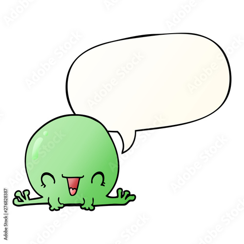 cartoon frog and speech bubble in smooth gradient style