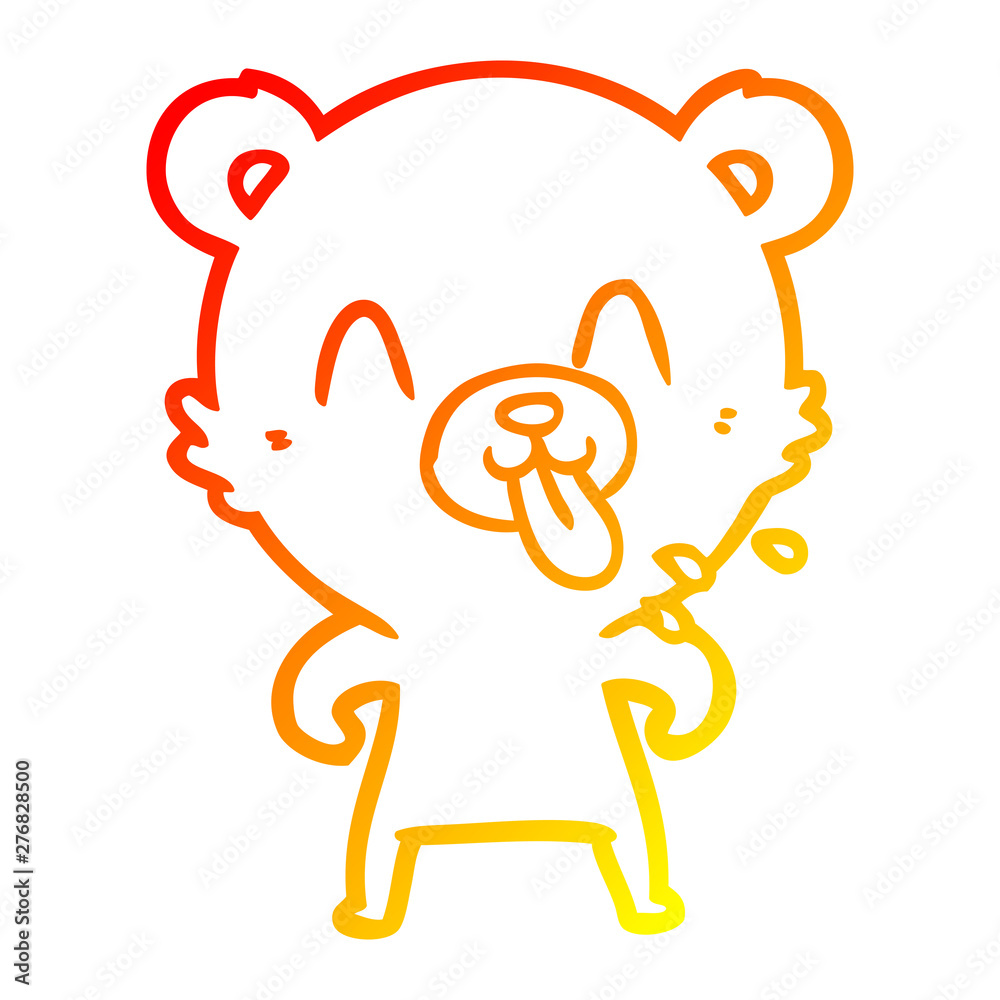 Fototapeta premium warm gradient line drawing rude cartoon bear