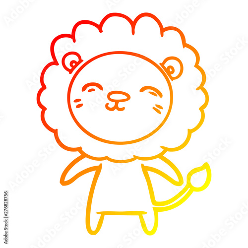 warm gradient line drawing cartoon lion