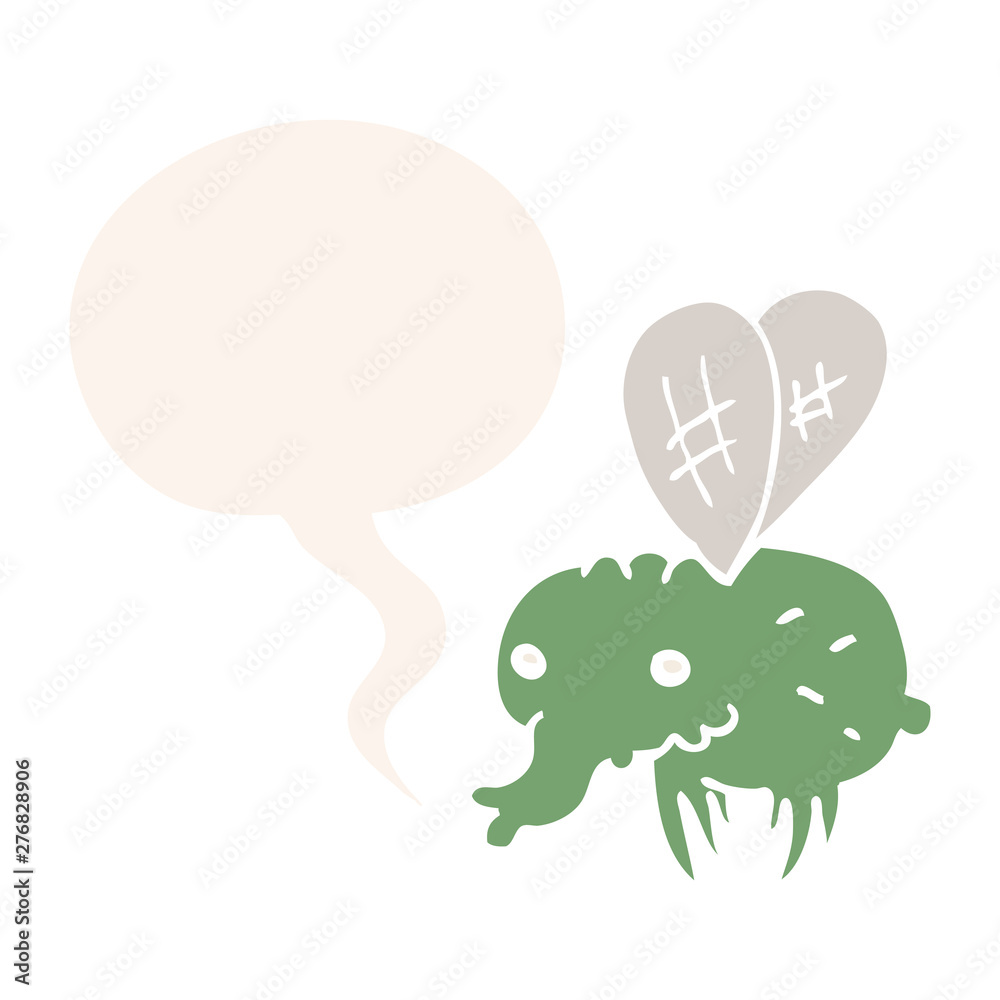cartoon fly and speech bubble in retro style cartoon fly and speech bubble in retro style