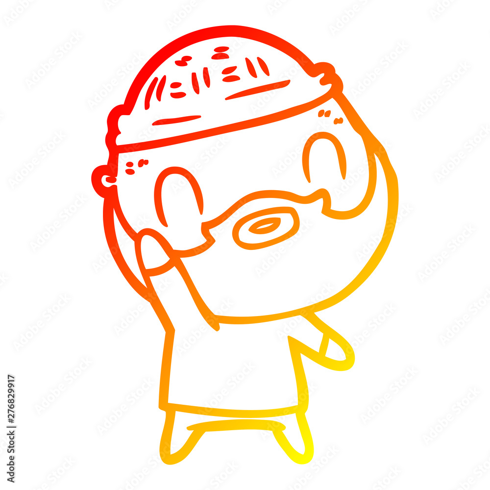 Fototapeta premium warm gradient line drawing cartoon bearded man
