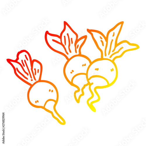warm gradient line drawing cartoon beetroot plants