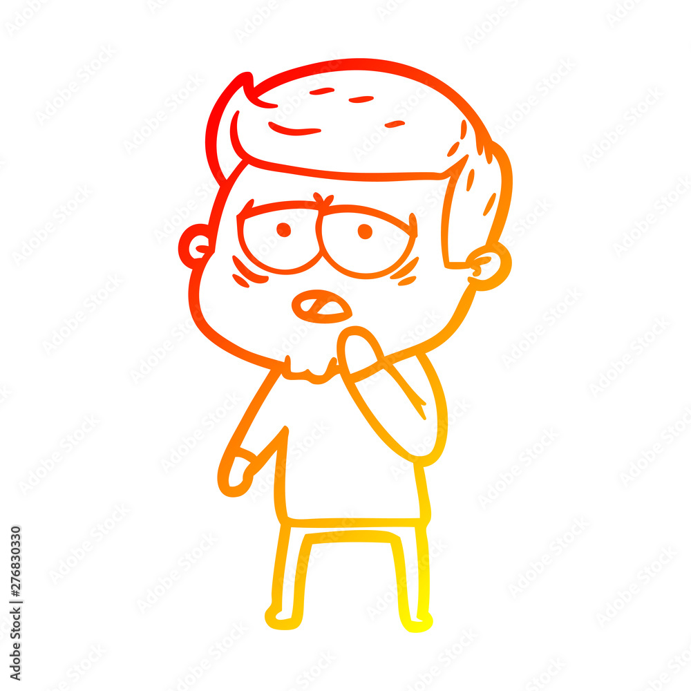 warm gradient line drawing cartoon tired man warm gradient line drawing cartoon tired man