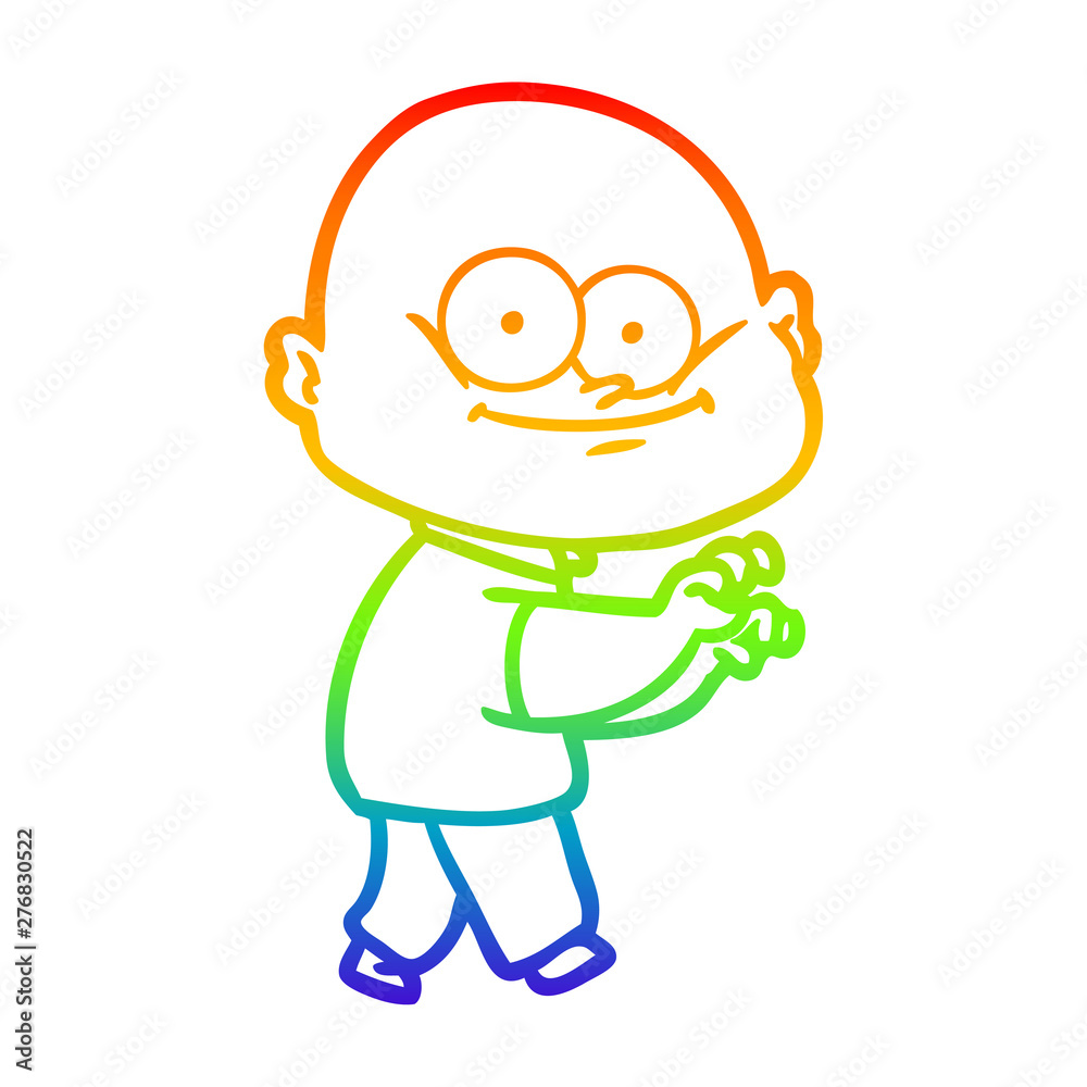 rainbow gradient line drawing cartoon bald man staring rainbow gradient line drawing cartoon bald man staring