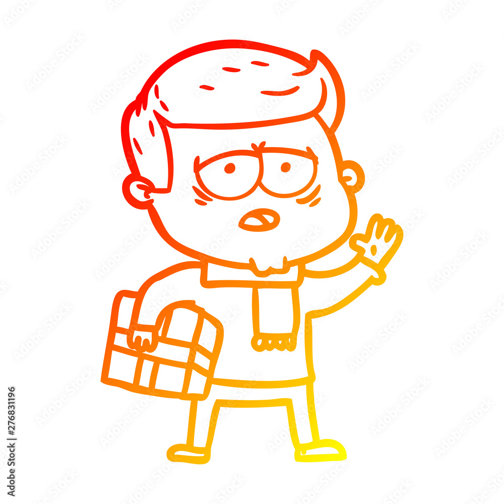 warm gradient line drawing cartoon tired man warm gradient line drawing cartoon tired man