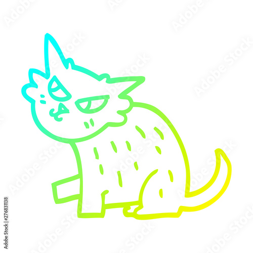 cold gradient line drawing cartoon sly cat