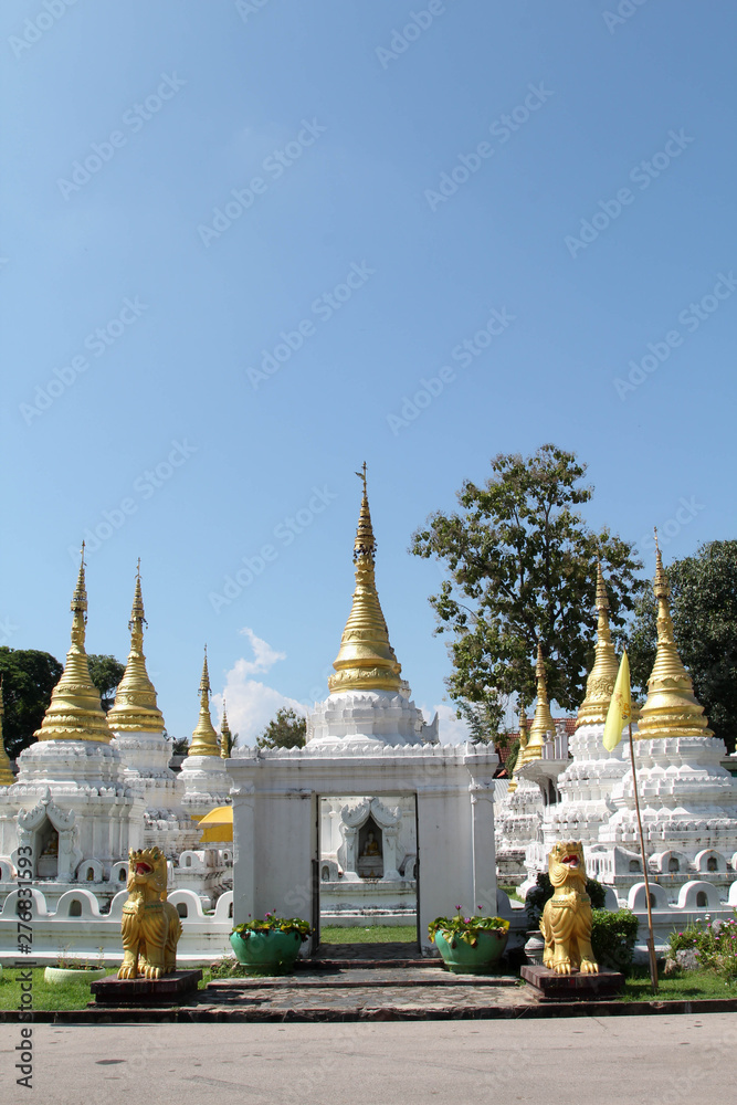 White chedi in Wat Chedi Sao Lang, Lampang, Northern Thailand.
