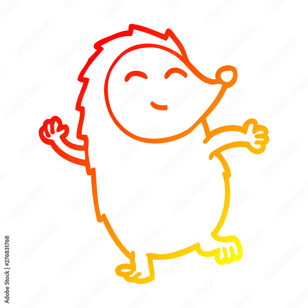 Obraz premium warm gradient line drawing cartoon dancing hedgehog
