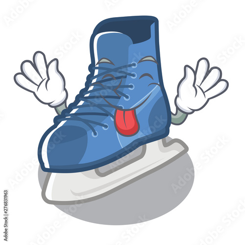 Tongue out ice skate on a cartoon chair