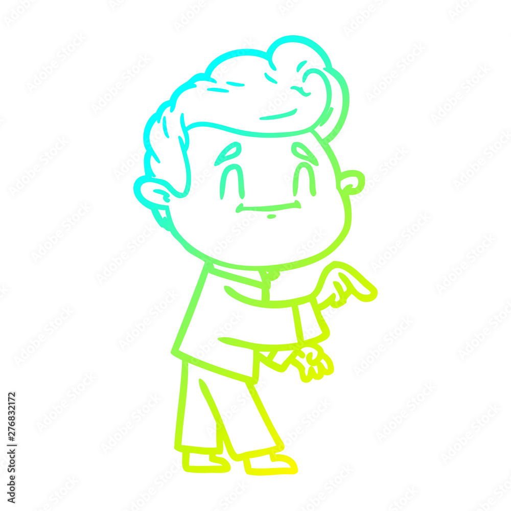cold gradient line drawing happy cartoon man making point cold gradient line drawing happy cartoon man making point
