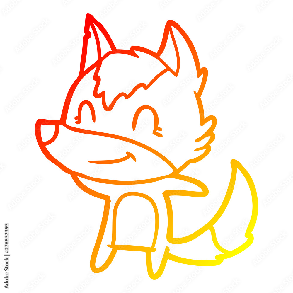 warm gradient line drawing friendly cartoon wolf warm gradient line drawing friendly cartoon wolf