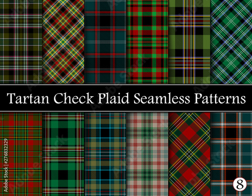Set  Tartan Plaid Scottish Seamless Pattern