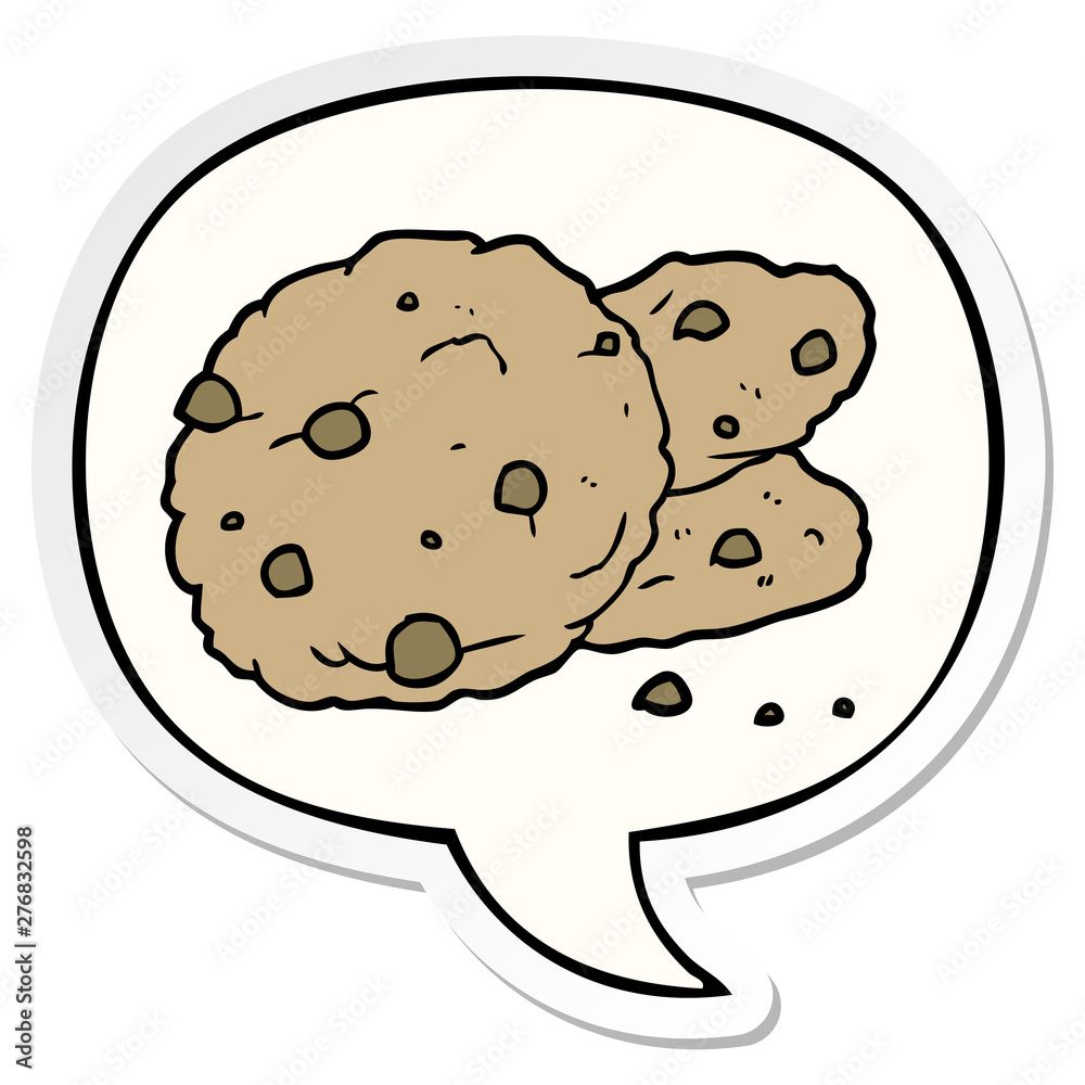 cartoon cookies and speech bubble sticker cartoon cookies and speech bubble sticker