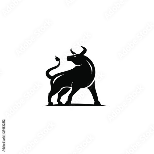 flat luxury bull logo icon design vector illustration