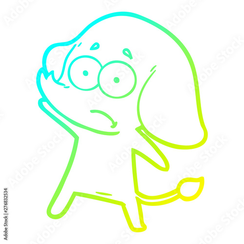cold gradient line drawing cartoon unsure elephant