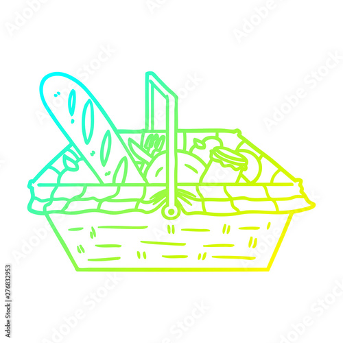 cold gradient line drawing cartoon picnic basket