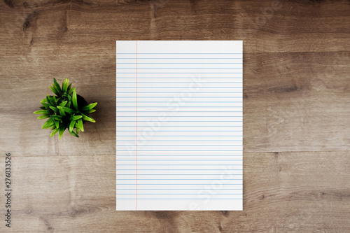 Mockup of blank white note papers on wooden background for your text