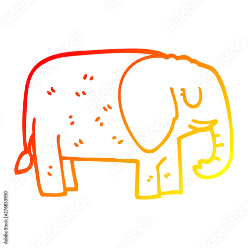 warm gradient line drawing cartoon elephant standing still