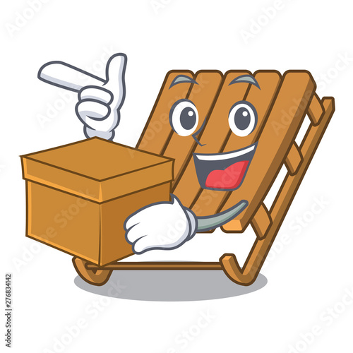 With box ice sled on a the cartoon