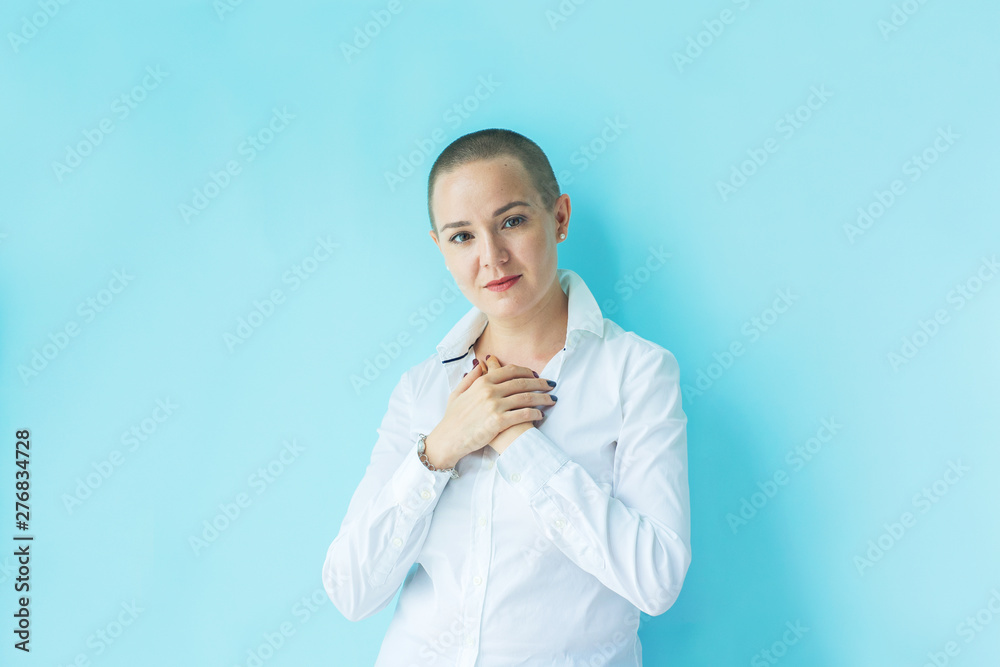Portrait confident happy young woman Human emotion