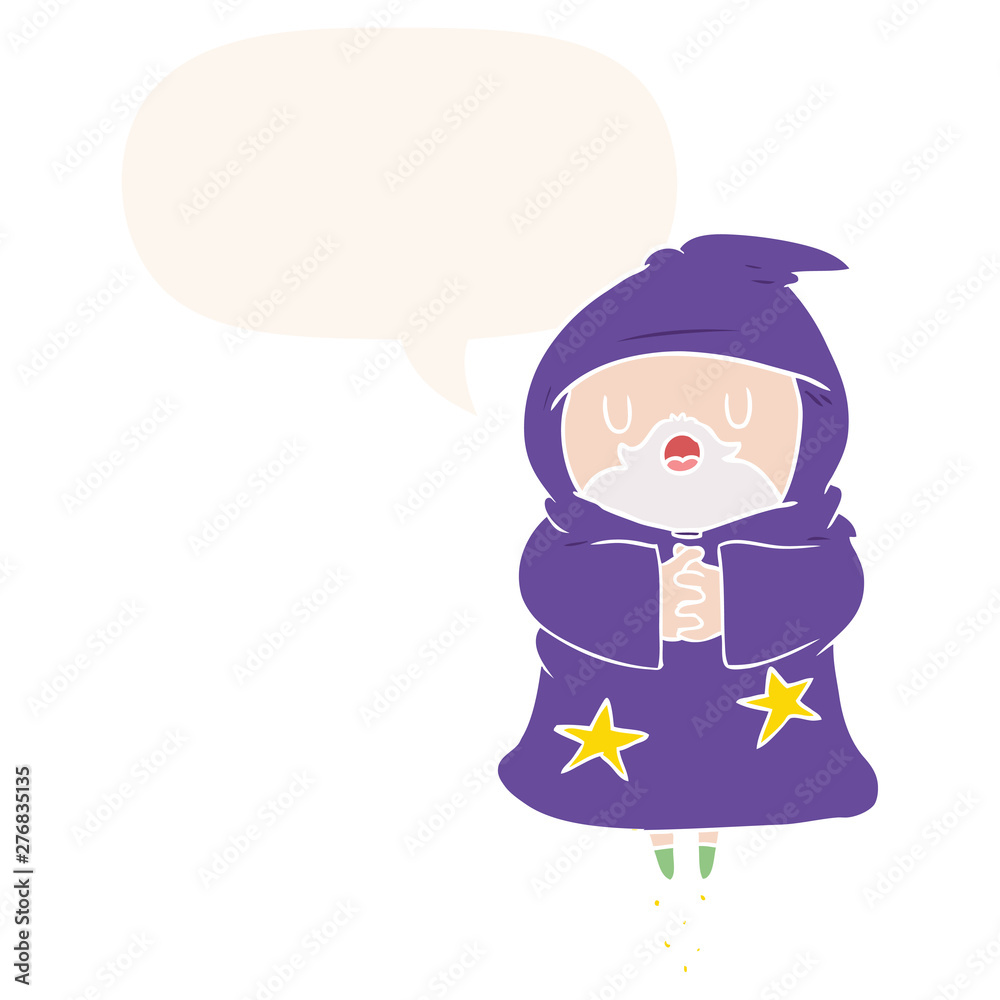 cartoon floating wizard and speech bubble in retro style cartoon floating wizard and speech bubble in retro style
