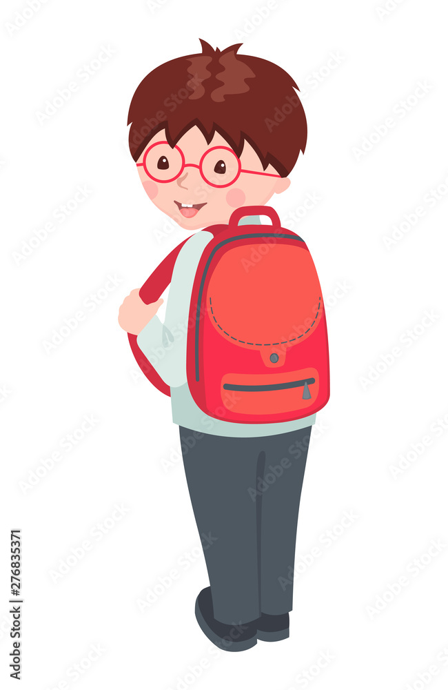 Vector School boy character isolated on white.