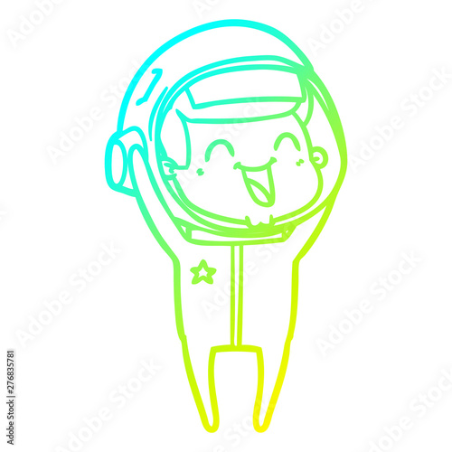 cold gradient line drawing happy cartoon astronaut