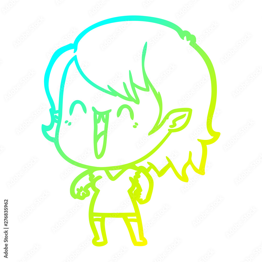 cold gradient line drawing cute cartoon happy vampire girl cold gradient line drawing cute cartoon happy vampire girl
