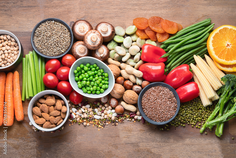 Health food for vegan cooking. Foods high in antioxidants, carbohydrates and vitamins. Health food for vegan cooking. Foods high in antioxidants, carbohydrates and vitamins.