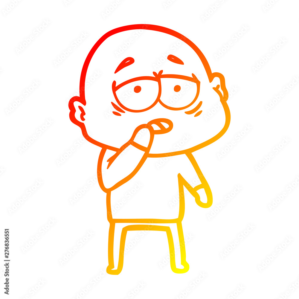 warm gradient line drawing cartoon tired bald man warm gradient line drawing cartoon tired bald man