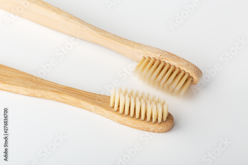 Bamboo toothbrush closeup