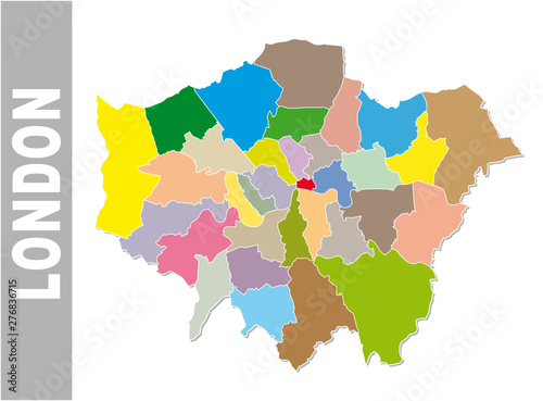 Colorful London administrative and political map with coat of arms