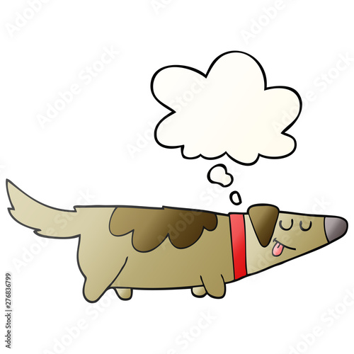 cartoon dog and thought bubble in smooth gradient style