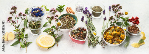 Various kinds of herbal tea