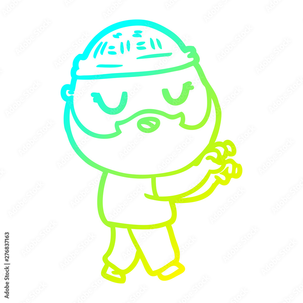 cold gradient line drawing cartoon man with beard cold gradient line drawing cartoon man with beard