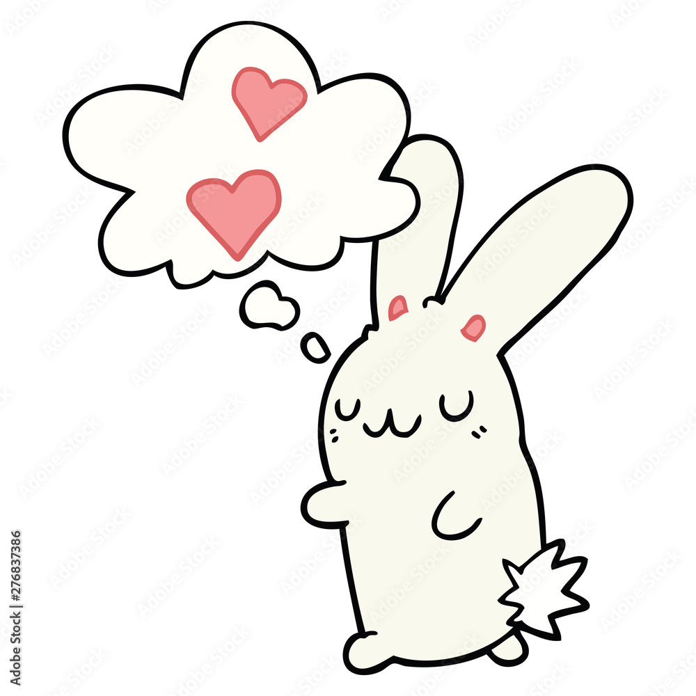 cartoon rabbit in love and thought bubble cartoon rabbit in love and thought bubble
