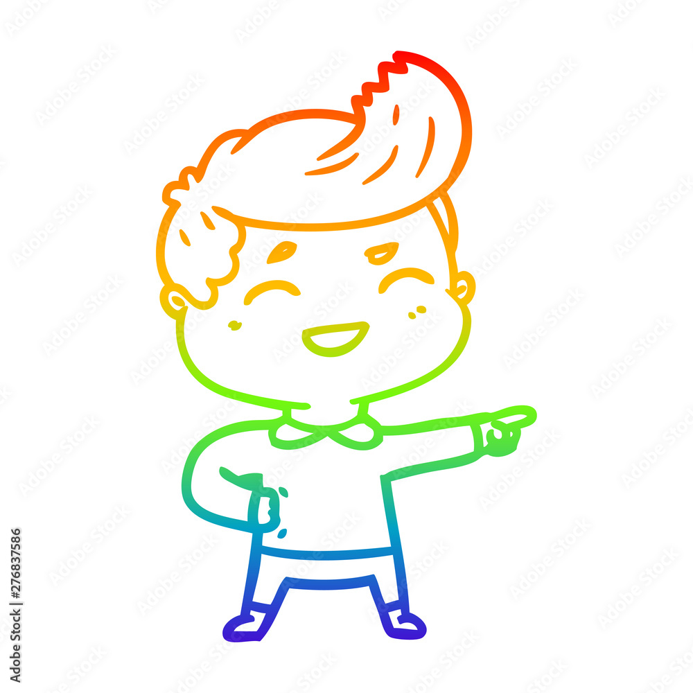 rainbow gradient line drawing cartoon man laughing and pointing rainbow gradient line drawing cartoon man laughing and pointing
