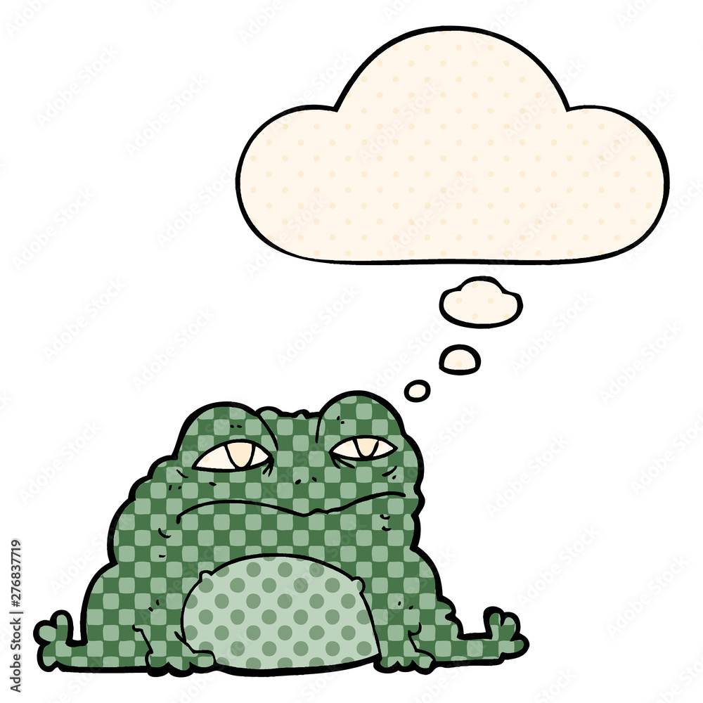 cartoon toad and thought bubble in comic book style cartoon toad and thought bubble in comic book style