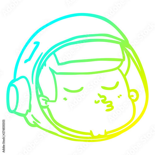 cold gradient line drawing cartoon astronaut face
