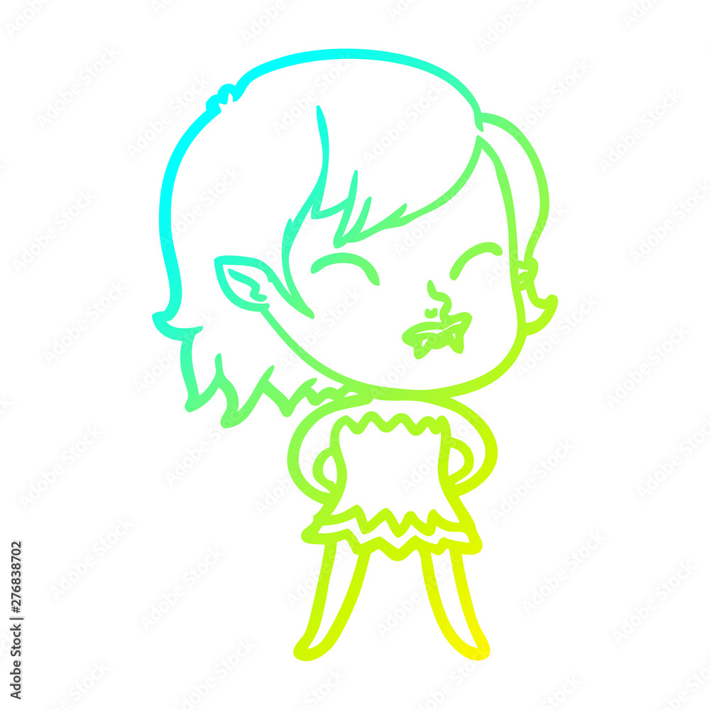 cold gradient line drawing cartoon vampire girl with blood on cheek cold gradient line drawing cartoon vampire girl with blood on cheek