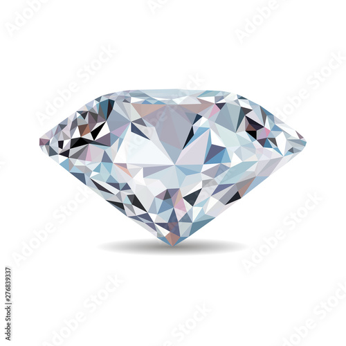 Diamond isolated on white photo-realistic illustration. Crystal. Chameleon brilliant. Sapphire, diamond logo, jewelry.