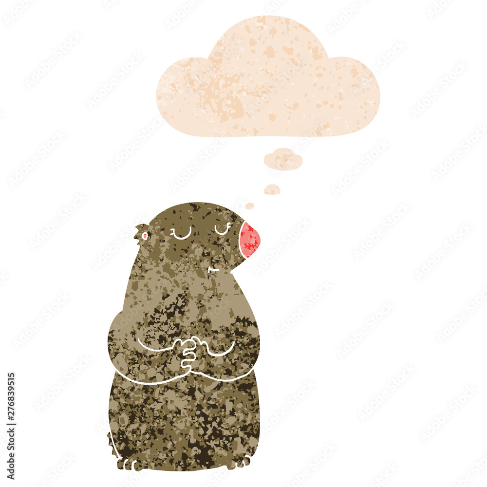 cute cartoon bear and thought bubble in retro textured style cute cartoon bear and thought bubble in retro textured style