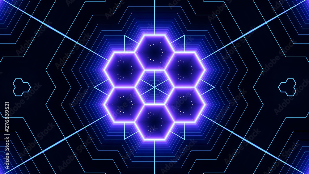 Retro Sci-Fi Background Futuristic landscape of the 80`s. Digital Cyber Surface. Suitable for design in the style of the 1980`s. kaleidoscope pattern ideal for technology and game