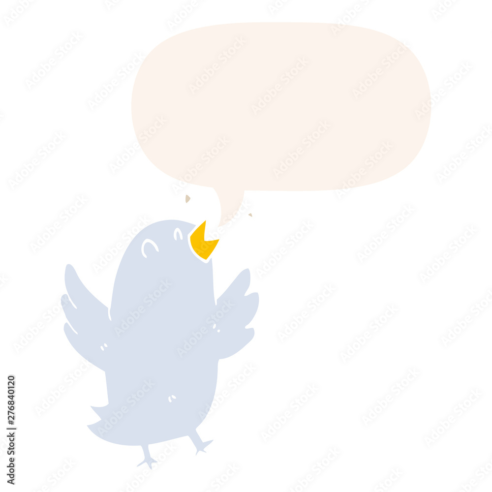 cartoon bird singing and speech bubble in retro style cartoon bird singing and speech bubble in retro style