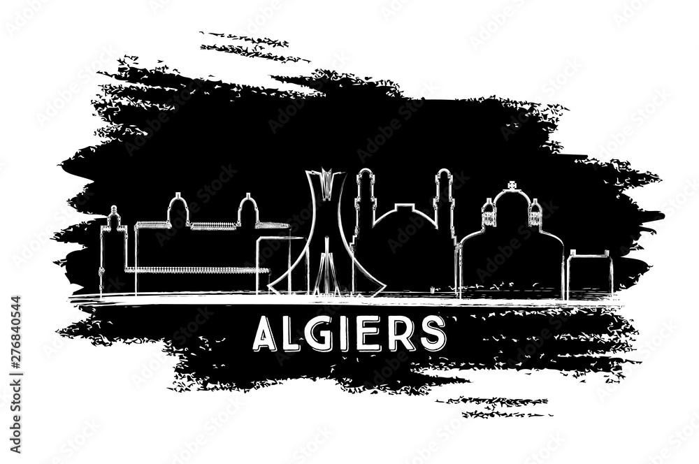 Algiers Algeria City Skyline Silhouette. Hand Drawn Sketch.
