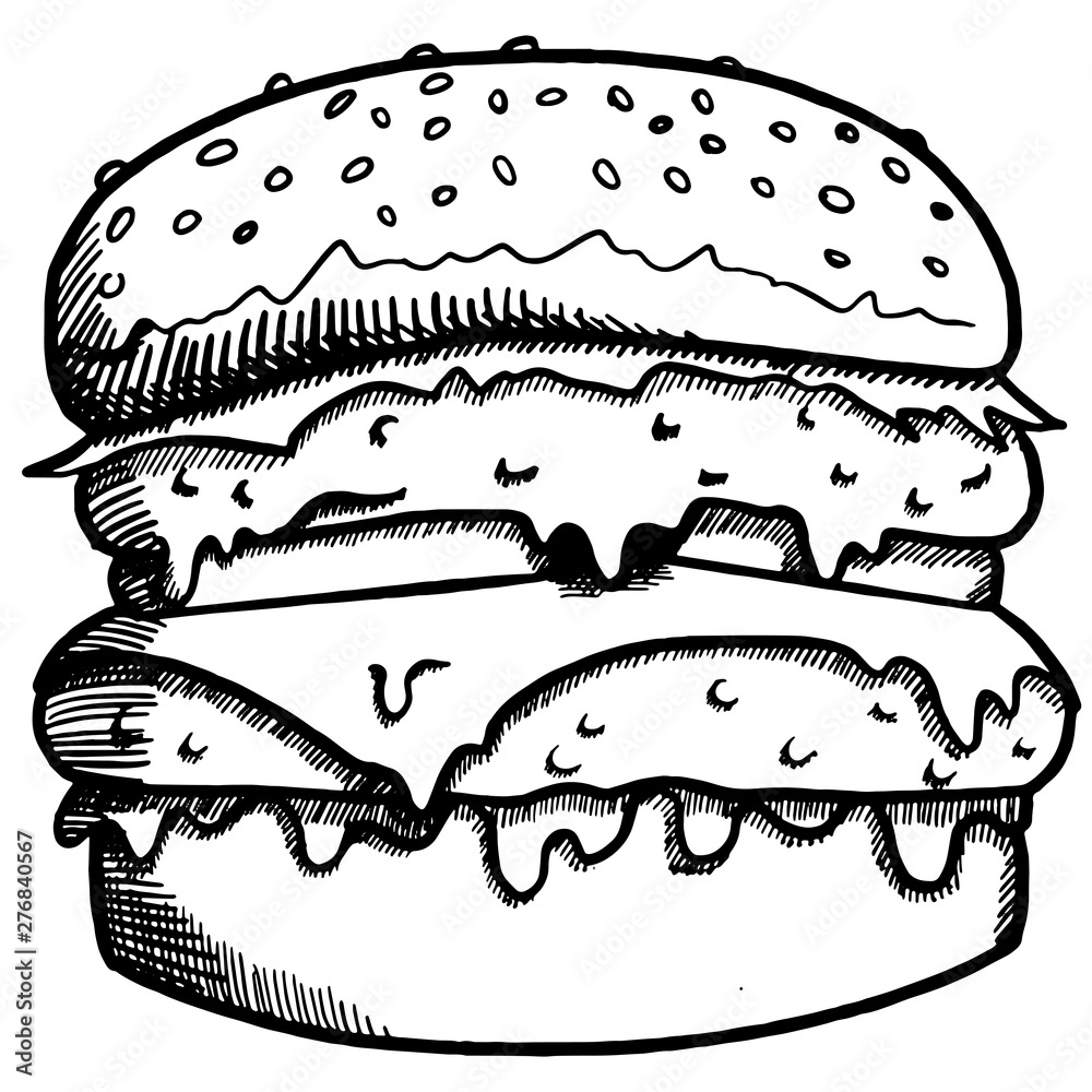 Burger Clip Art Black And White
