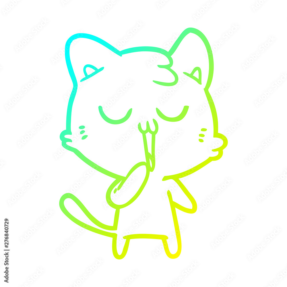 cold gradient line drawing cartoon cat yawning cold gradient line drawing cartoon cat yawning