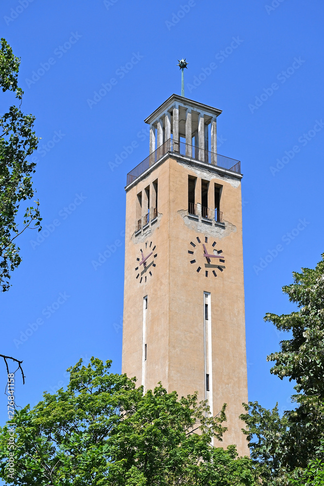 Tower of the church near the university of Debrecen