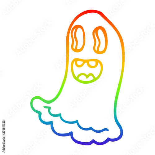rainbow gradient line drawing cartoon spooky ghost